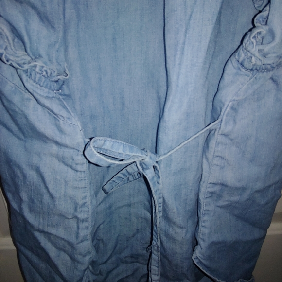 EUC Plus Size Melissa McCarthy Seven7 Button Down Embroidered Denim Top-Size 1X - Picture 9 of 16